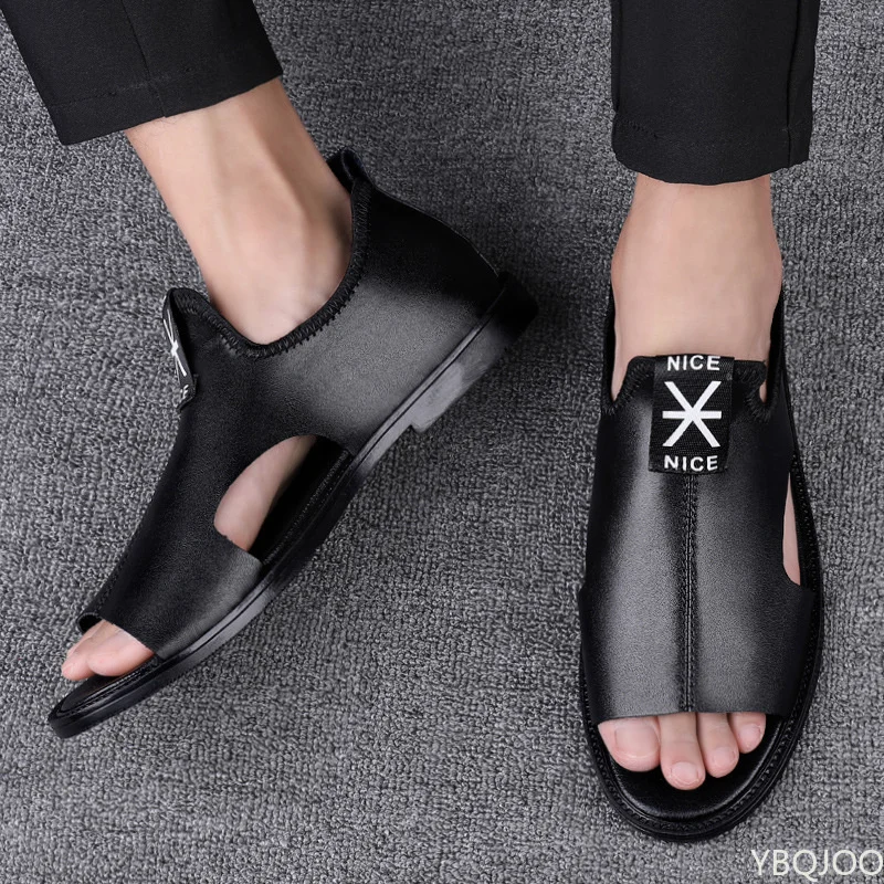 

Сандалии мужские из натуральной кожи, пляжная обувь для отдыха, летние модные босоножки