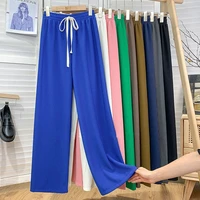 loose high waist wide leg pants for women summer solid color casual loose straight long pants lady streetwear wide leg trousers