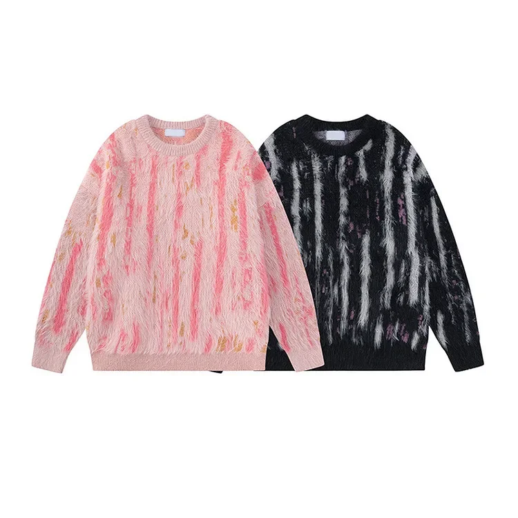 Мужской осенне-зимний вязаный свитер повседневный свободный с круглым вырезом и