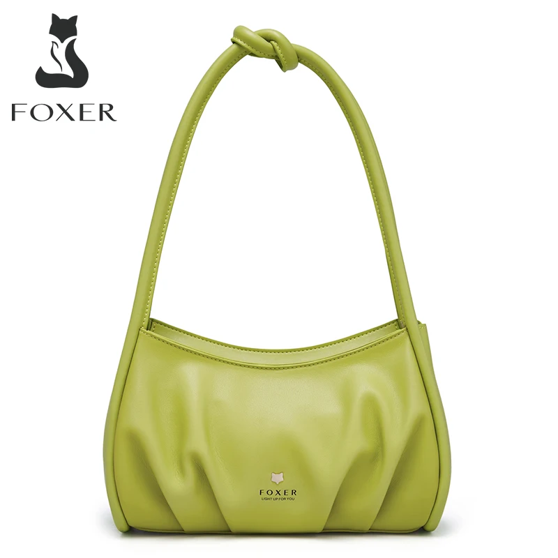 FOXER Summer Underarm Bag Fashion Women Shoulder Bag Split Leather Luxury Evening Purse Party Hobos Bag for Ladies Mini Handbag