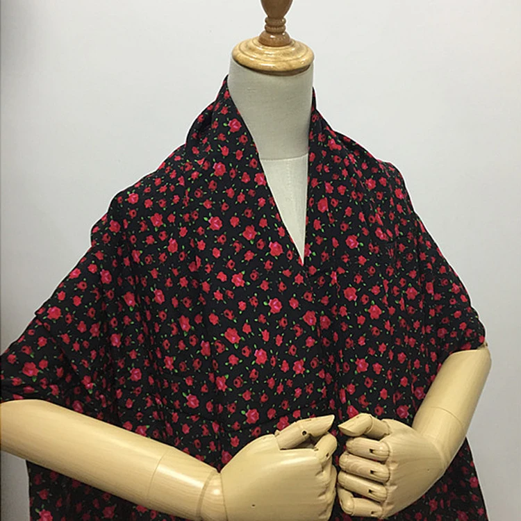 

2022 new arrival silk crepe de chine fabric pure silk fabric floral design red flower soft for skirt and dress,SCDC1410