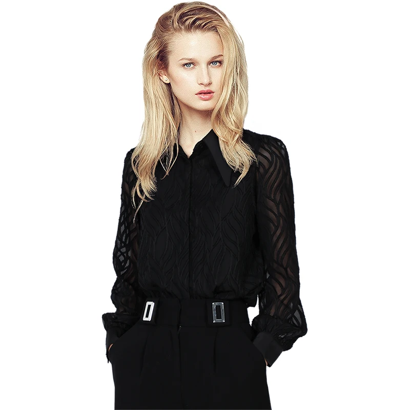 

Hong Kong wind fashion retro black shirt design sense niche tops spring models 2022 new Slim shirt female