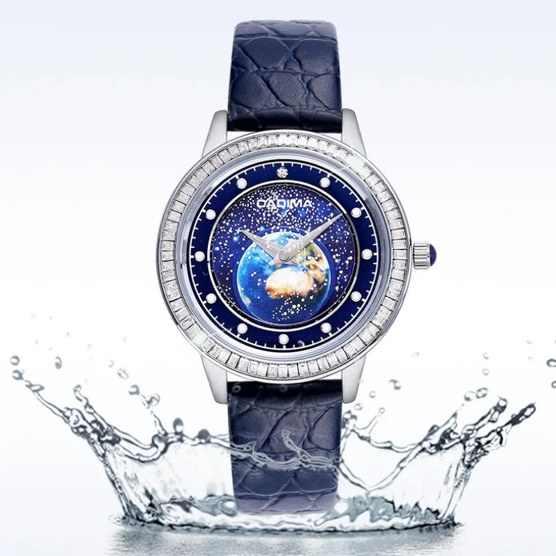 Часы женские кварцевые модные водонепроницаемые со стразами светящиеся ночью