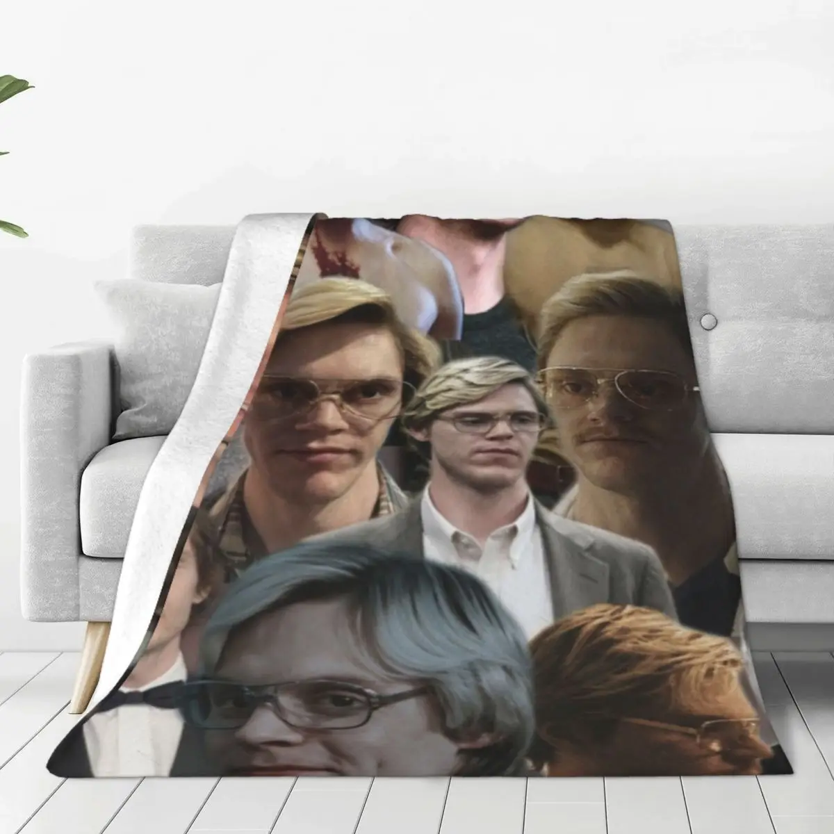 

Evan Peters Photo Collage High Quality Blanket Cover Flannel Cute Actor Movie cool Super Soft Throw Blankets for Outdoor Travel