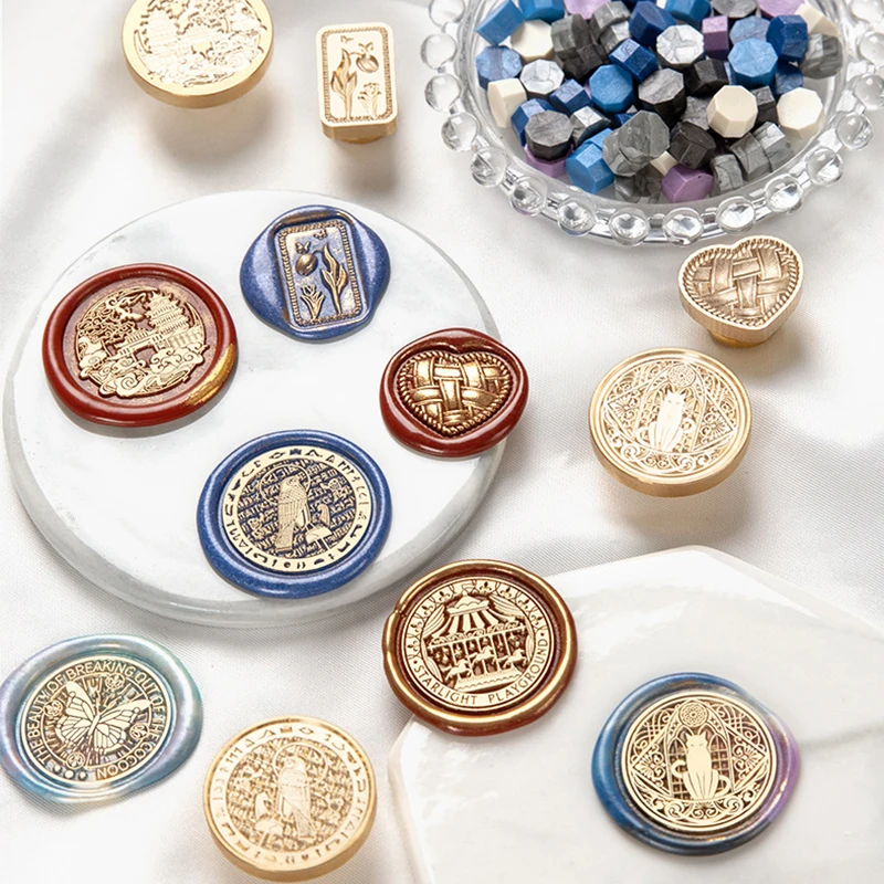 

30MM Wax Seal Stamp Flowers/Butterfly/Animal Sealing Stamp Head For Scrapbooking Envelopes Wedding Invitations Gift Packaging
