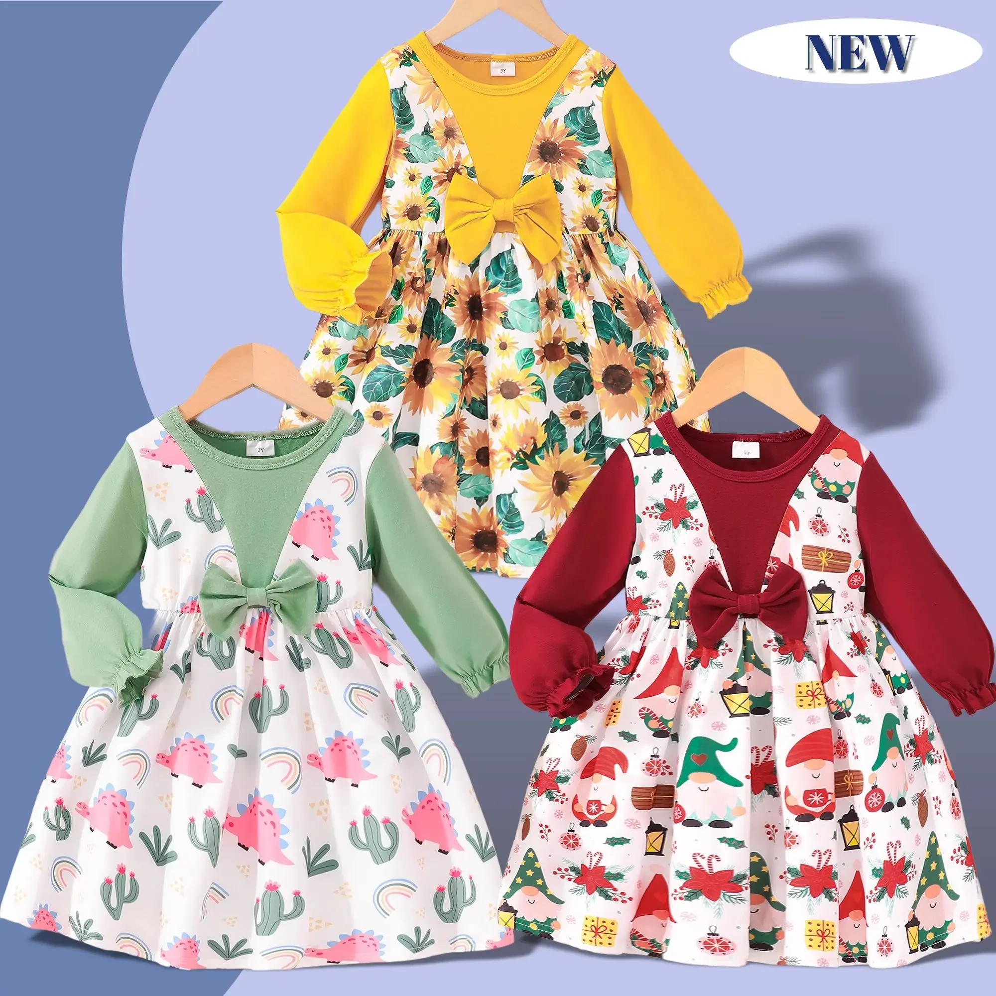 Платье детское демисезонное с длинным рукавом и бантом