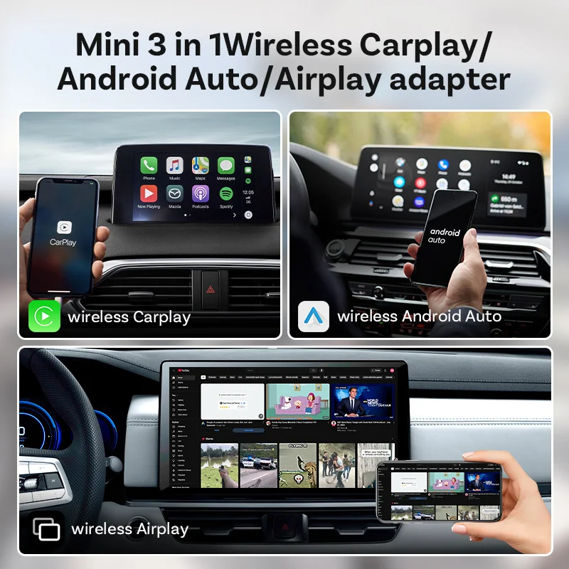 Фото Беспроводной адаптер OTTOCAST MINI AIR Cube 4.0 для CarPlay и Android Auto, 3-в-1 донгл для AirPlay и дублирования экрана, автомобильные аксессуары №3