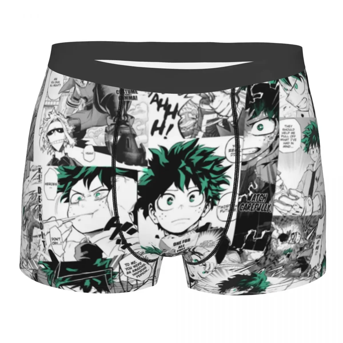 

Funny Boxer Shorts Panties Men's My Hero Academia Deku Manga Collage Underwear Anime Polyester Underpants for Homme S-XXL