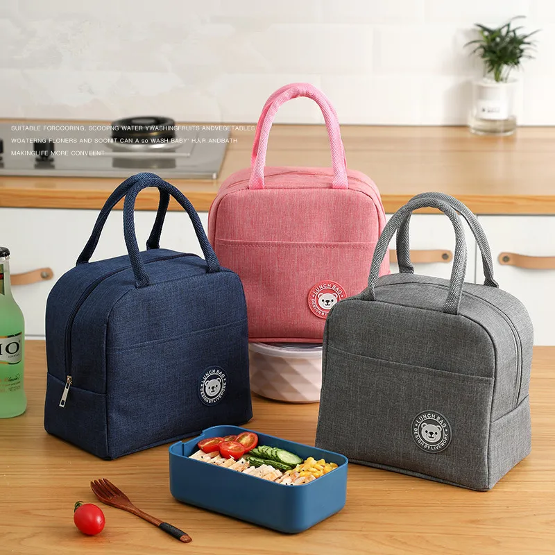 Waterproof Cooler Bag Nylon Portable Zipper Lunch Warmer Bag Ladies Portable Fridge Bag Lunch Box Tote Bag Food Bag Hot Sale