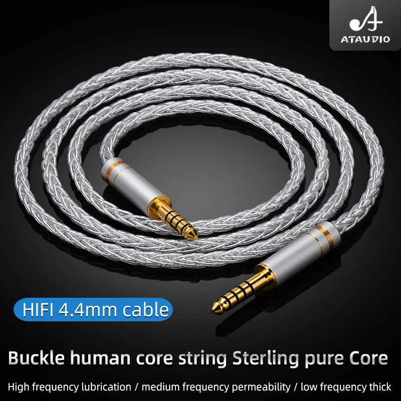 Фото Аудиокабель ATAUDIO HiFi из чистого серебра от 4,4 мм до 4,4 мм, сбалансированный кабель для обновления наушников для наушников Fostex T60RP T20RP T50RP №3