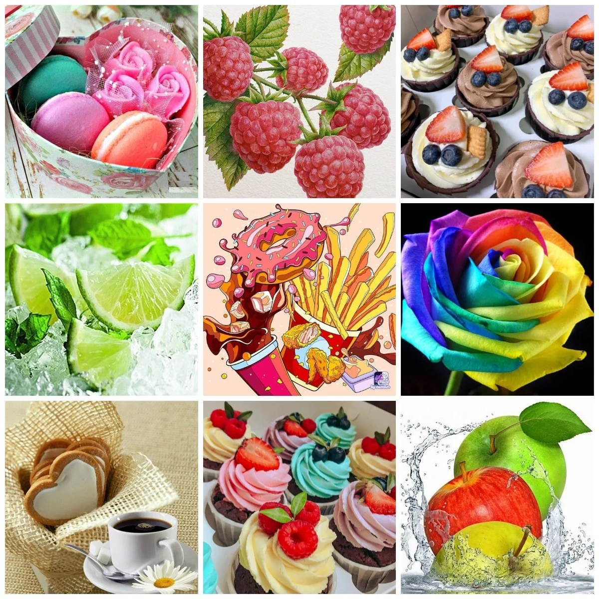 

5D DIY Diamond Painting Cross Stitch Food Diamond Embroidery Dessert Delicacy Macaron Series Abstract Mosaic Art Home Decoration