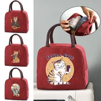 lunch bag thermal insulated lunch box tote cooler handbag japan cat print bento pouch dinner container school food storage bags