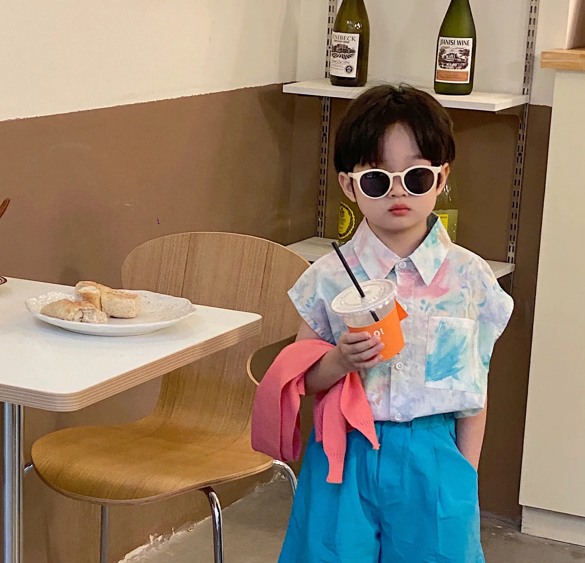 

Baby Boys Shirts Sleeveless Toddler Girl Cotton Collared Blouse Fashion Children's Tie Dyed Top 2022 Korean Kids Cotton Shirt