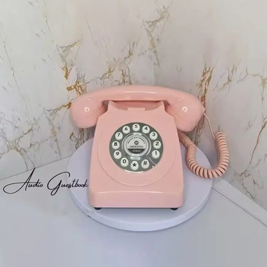 

Wedding Pink Wedding Guest Book Telephone, Audio Guestbook Phone For Wedding Party Gathering Blessing Message To Commemorate