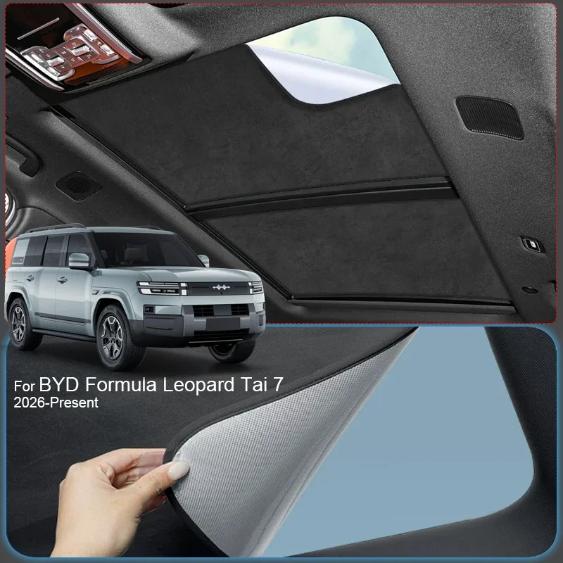 Фото Для BYD Formula Leopard TAI 7 2026: Солнцезащитный козырек из замшевой ткани для люка, анти-УФ, электростатическая адсорбция, теплоизоляция №5
