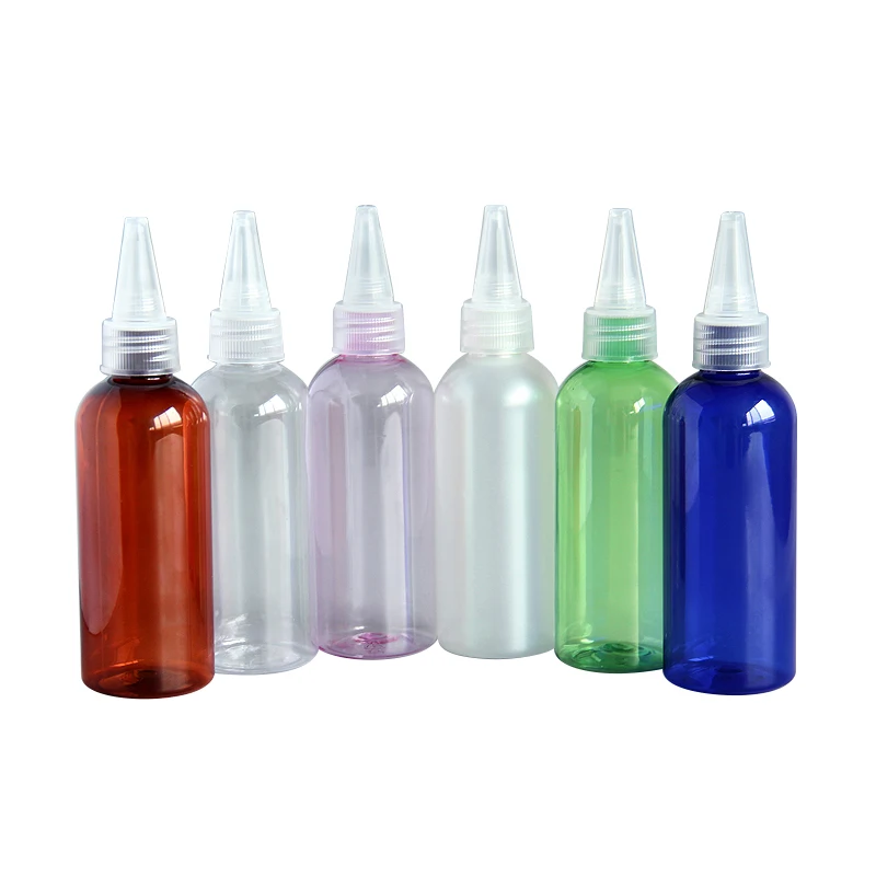 

Multicolor 100ml X 50 Empty Round Pointed Mouth E Liquid Plastic Container 100cc Empty Cosmetic Lotion Bottle With Screw Cap DIY