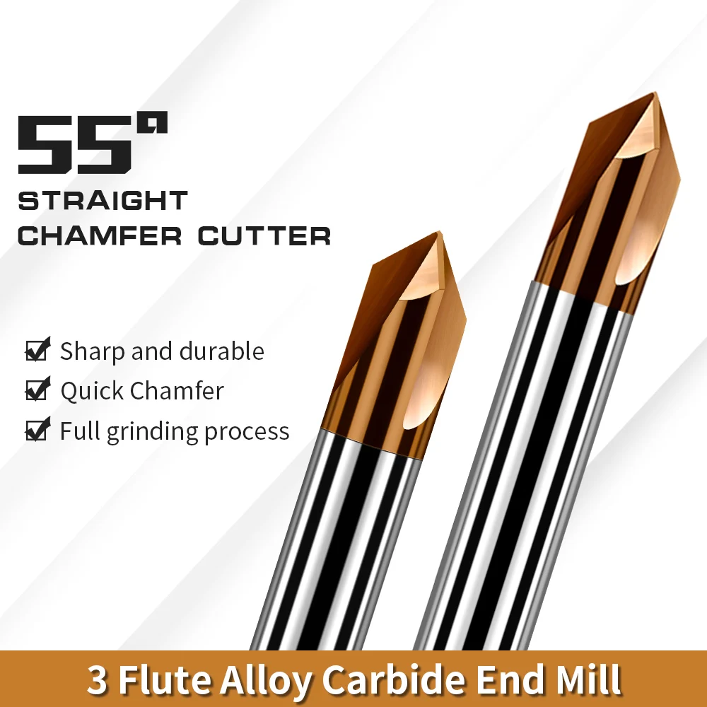 

Augusttools HRC55 Chamfer Milling Cutter Carbide Corner Countersink Chamfering Mill 3 Flutes Deburring Edges Tools 60 90 120