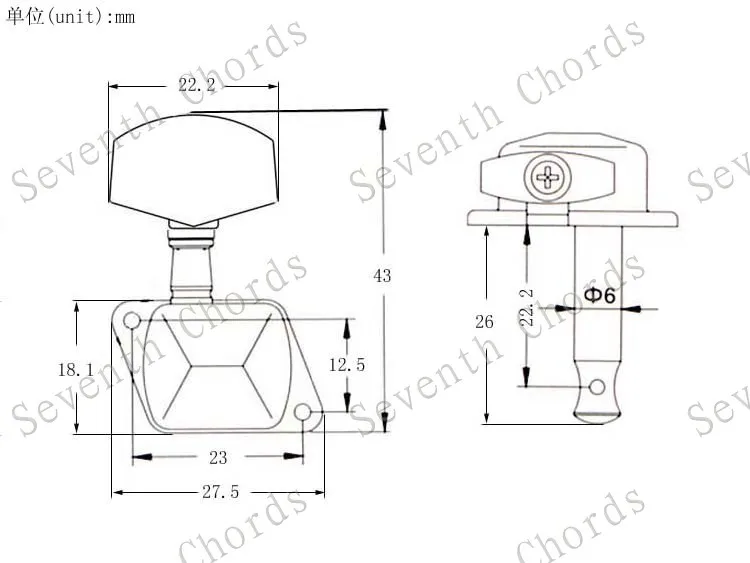 A Set 6 Pcs Semiclosed Guitar String Tuners Tuning Pegs keys Machine Heads for Acoustic Guitar - 3L3R & 2L4R & 4L2R.& 6R & 6L images - 6