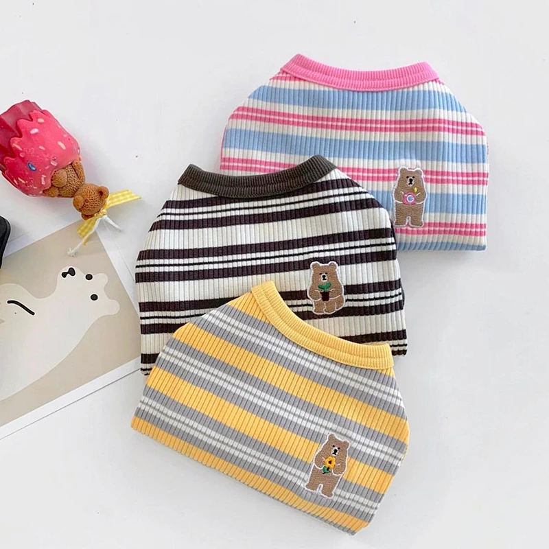 Popular Striped Puppy Vest Summer Breathable Teddy Jumper Than Bear Sweater Pet Two-legged Clothes Dog Products