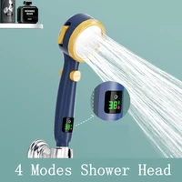 abs temperature change led digital display handheld shower head 4 modes adjust water save shower head bathroom high pressure