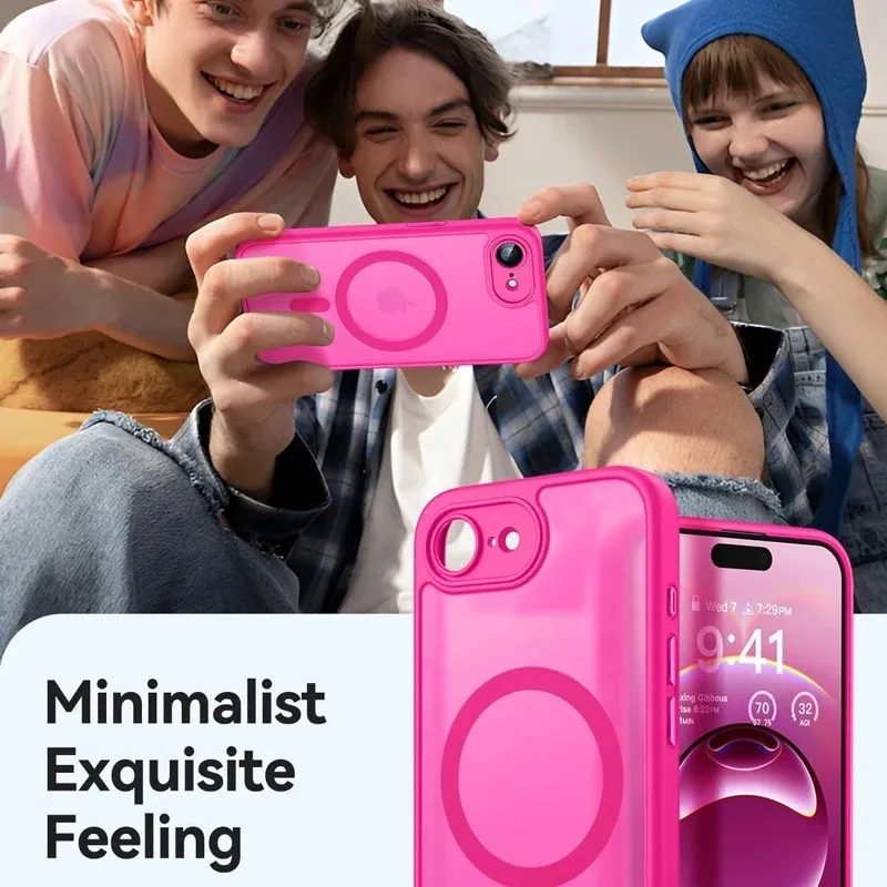 Роскошный магнитный полупрозрачный матовый чехол для iPhone 17, 16, 15, 14, 13 Pro Max, 17Pro, 17e, с поддержкой беспроводной зарядки MagSafe, противоударный Чехлы, чехол на айфон 17 про макс (art.: 3920d98f58c2b) - 3920d98f58c2b