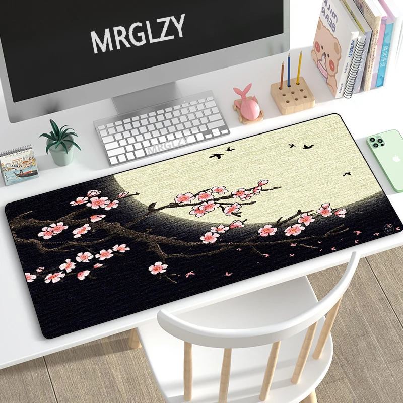 

Коврик для мыши Sakura с чернильным рисунком, большой коврик для мыши, игровые аксессуары в китайском стиле, коврики для мыши, коврик для ноутбу...