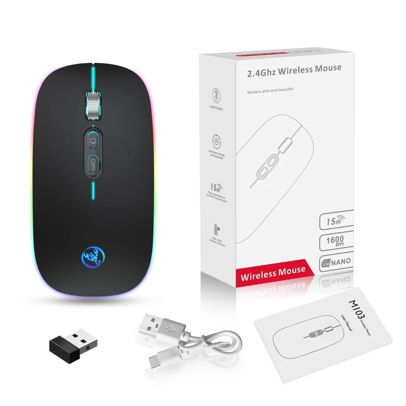 

Creative 2.4G Wireless Mouse 5 Buttons RGB Cordless Mouse for Office Computer