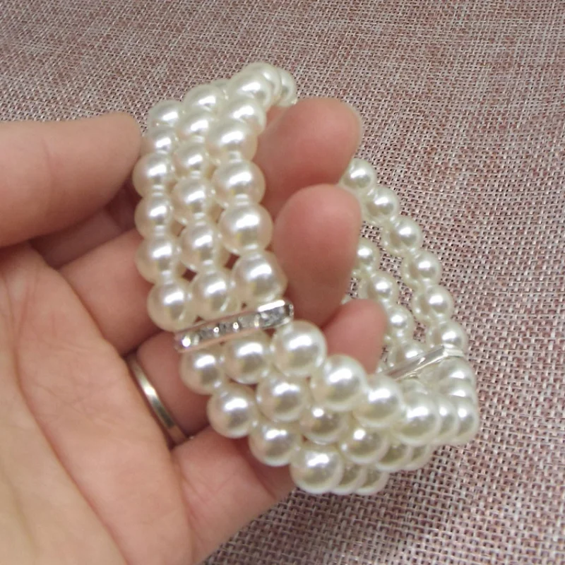 

Multilayer Pearl Bangle for Women Cute Sweet Wide Bracelet Trendy Girls Fashion Jewelry Couple Anniversary Accessories Gifts