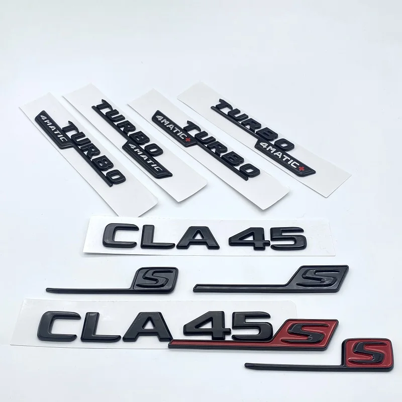 Глянцевая черная эмблема с буквами и номерами CLA45 CLA45S Turbo 4matic + для Mercedes Benz AMG