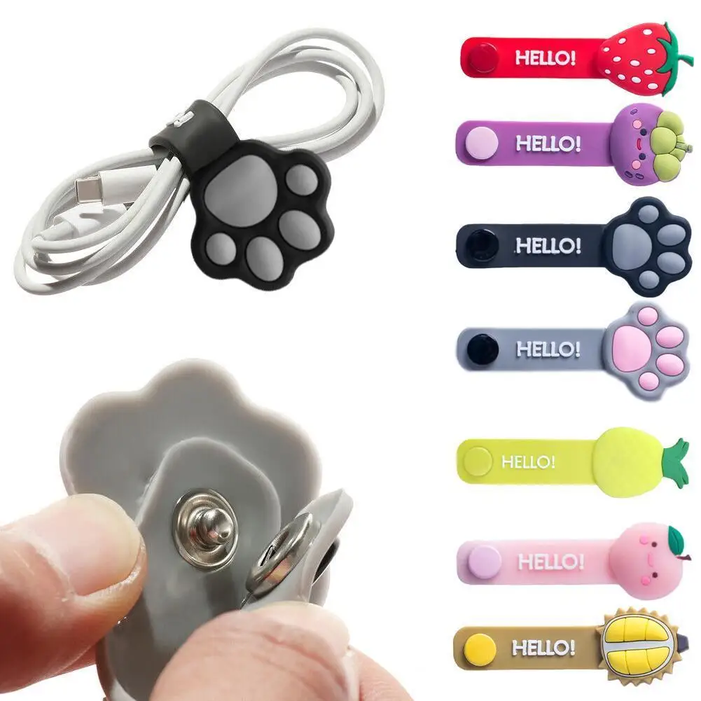 

Многофункциональная намотка для кабеля, милый цветочный органайзер для кабеля с фруктами, протектор кабеля, Закладка, гарнитура, защита шну...