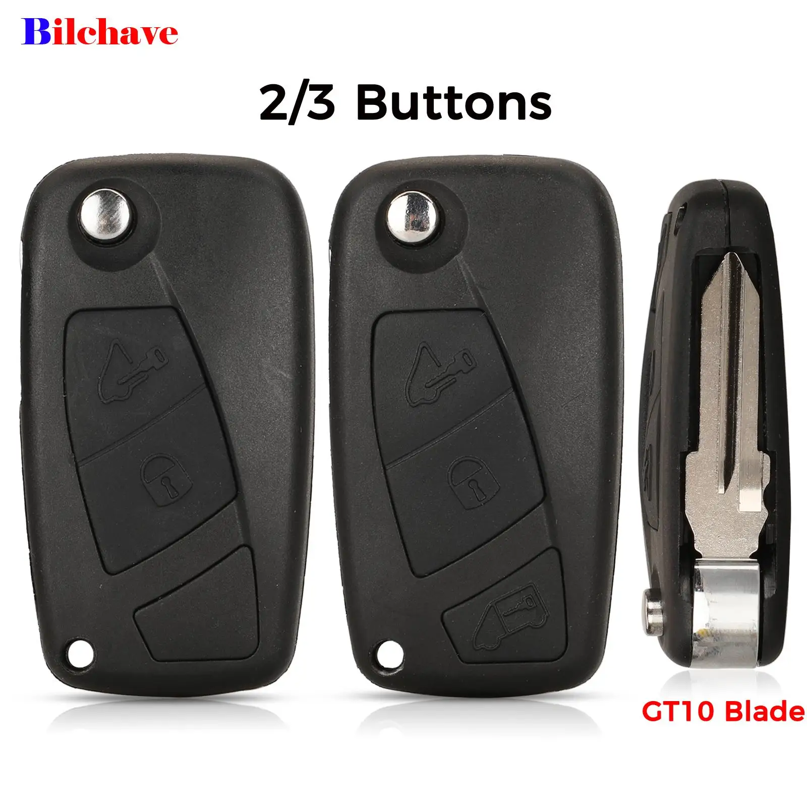 

jingyuqin 2/3 Buttons For Fiat Iveco Daily 2006 - 2011 Flip Folding Remote Car Key Shell Fob Case Uncut GT10 Blade Replacement