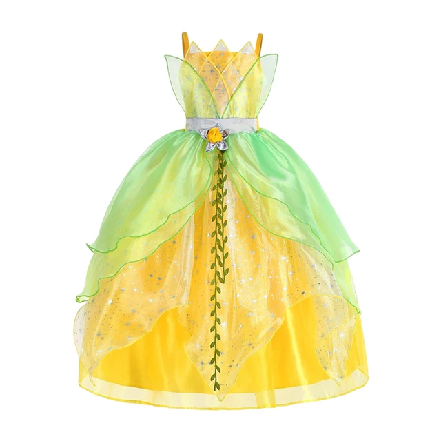 Christmas Fairy Tiana Costume for Girls Tinker Bell Princess Dress Elf Wings Headband Wand Toddler Fancy Birthday Party Gowns images - 6