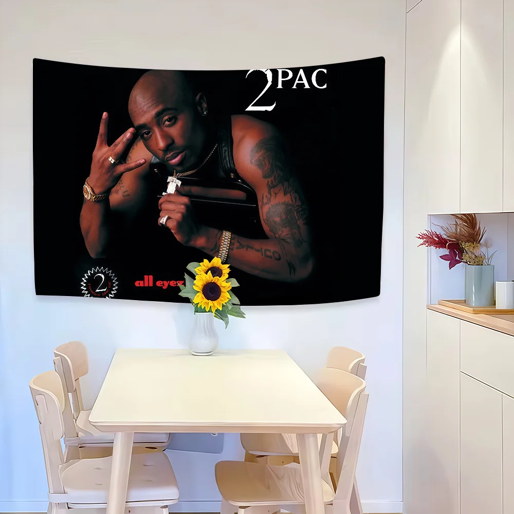 Фото Украшение флага рэпера All Eyez on Me, 2 упаковки, художественный пикник, T-Tu-pac, вечерние дома, S-Sha-kurS, подвесной баннер для кемпинга, вечеринки на открытом воздухе №3