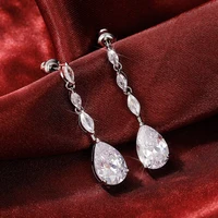 huitan temperament bridal hanging earrings for wedding silver color luxury cz dangle earrings fashion womens ear jewelry 2022