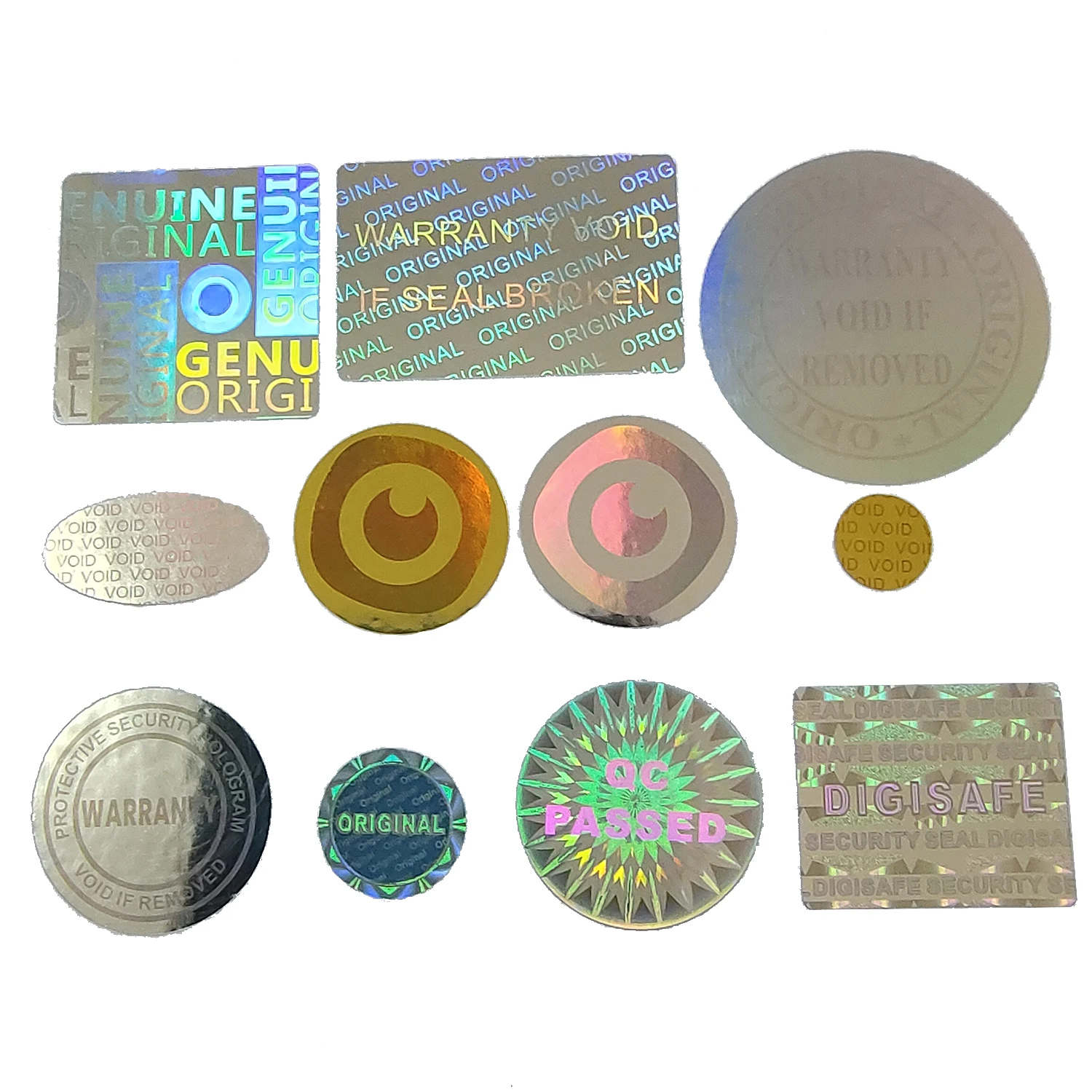 

Wholesale 10000PCS Holographic Tamper Proof Security Label Sticker VOID Left After Peel Off Durable Hologram Material V72