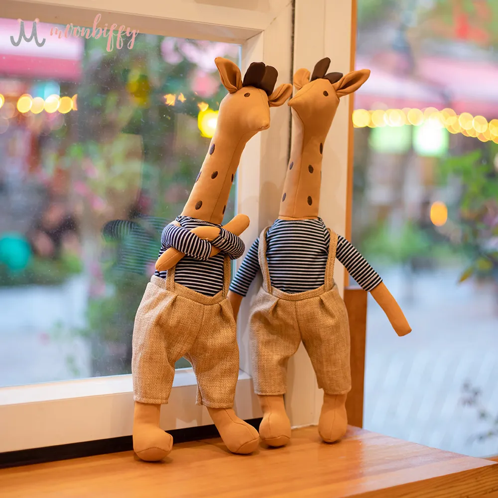 

40CM Ins Dressed Giraffe Doll Cartoon Small Animal Deer Children Comfort Doll Baby Room Decoration Photo Props for Kids Gifts