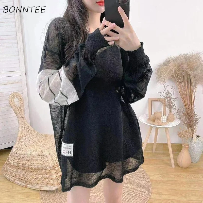 

Футболка женская с длинным рукавом, тонкая крутая свободная универсальная с защитой от солнца, в стиле пэчворк, Модная молодежная Удобная п...