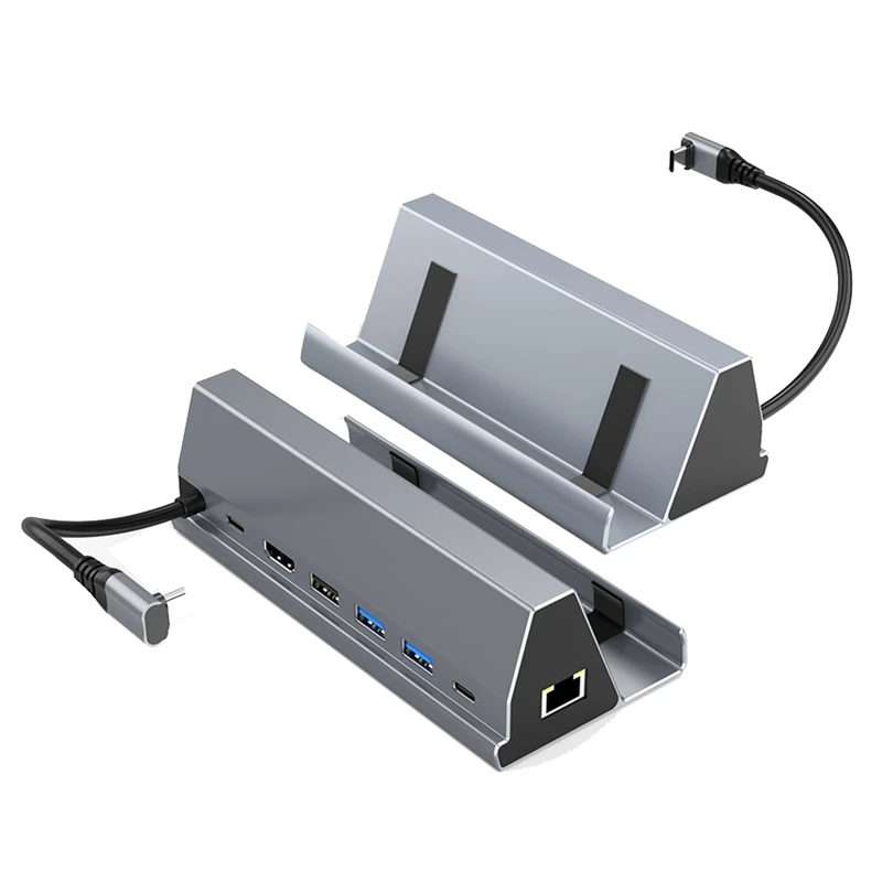 

7 In 1 Docking Station For Steam Deck Aluminum Alloy Holder Dock 60Hz HDMI-Compatible USB-C For Steam Deck Game Console