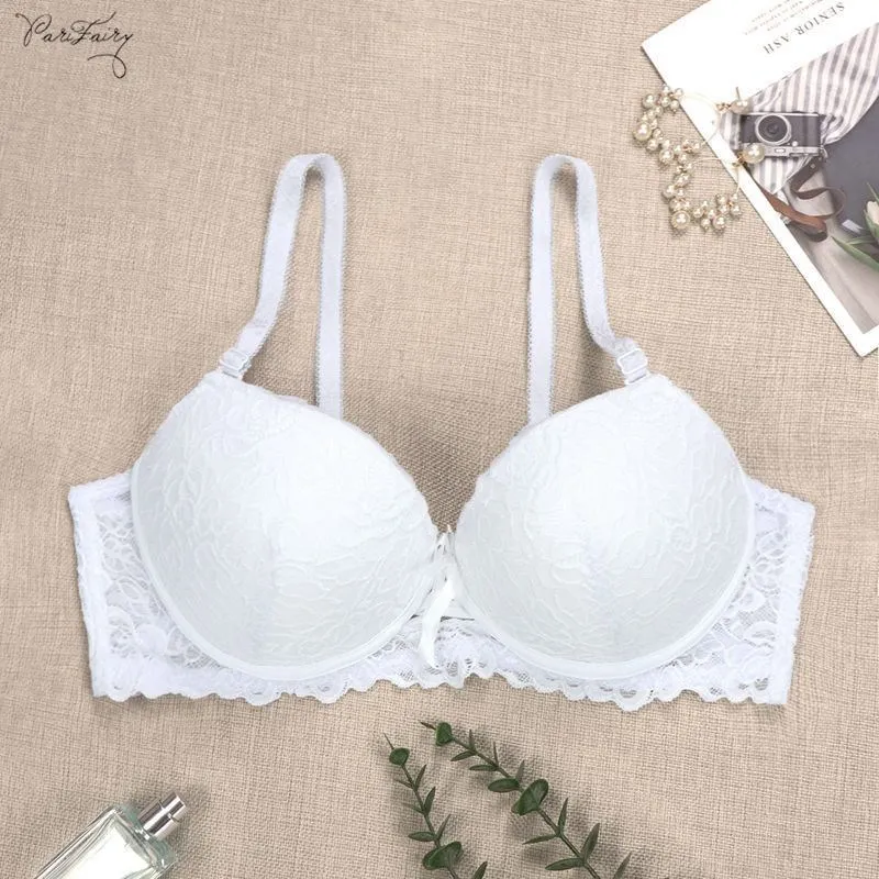 PARIFAIRY Floral Lace Bra Cup C Padded Bra With Foam Push Up Bra With Wire 36C 38C 40C 42C-7003