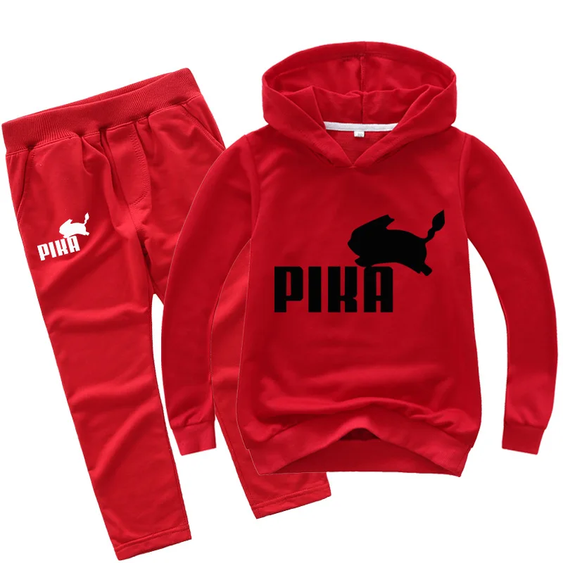 New Fashion Lovely Squirrel Hoodie Kids Anime Logo Print Boys Hoodies Jogging Pants 2pcs Set Girls Sweatshirts Children Clothing