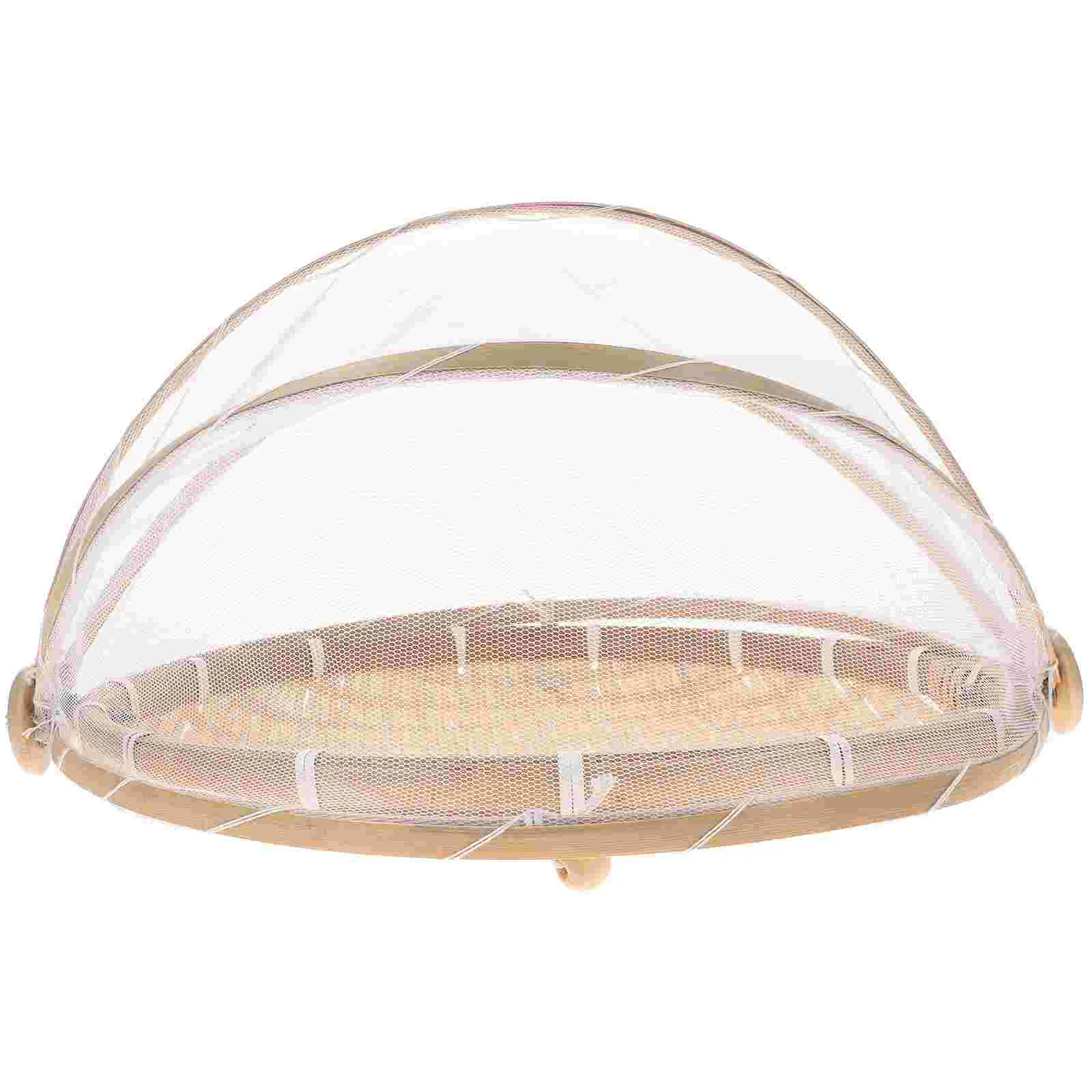 

Food Mesh Basket Bamboo Cover Storage Container Gauze Tent Woven Round Wicker Covers Dustpan Covered Hand Net Serving Tray