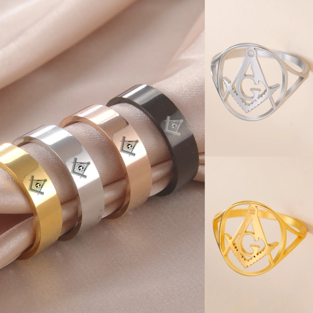 LIKGREAT винтажные подарки масонского кольца на палец для женщин и мужчин из