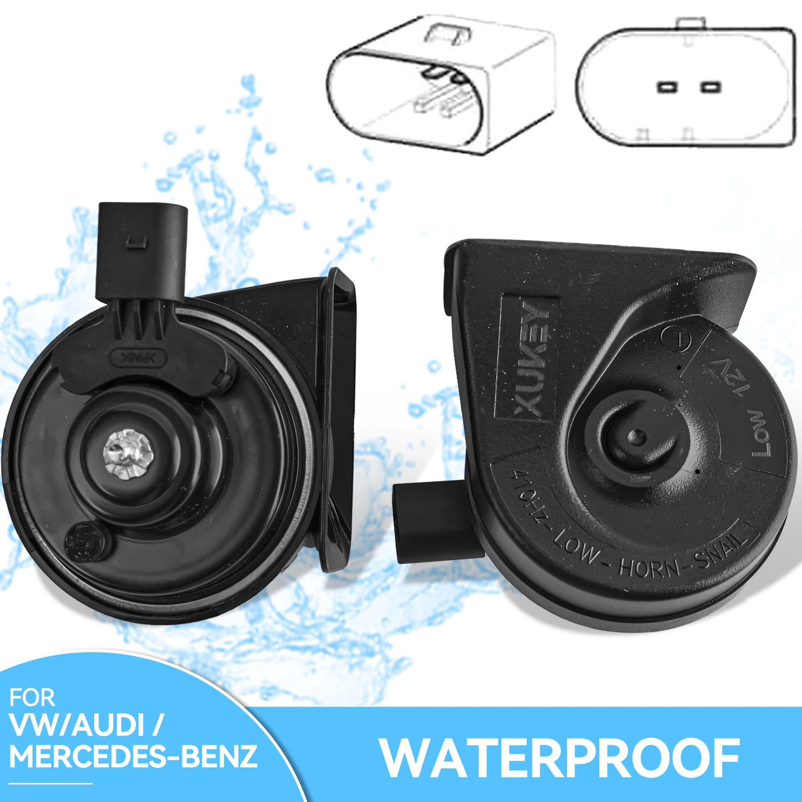 

Двойной рожок-улитка 12 В 110-125 дБ водонепроницаемый высокий низкий для VW CC Golf Jetta Polo Caddy Passat Touran Tiguan Touareg Sharan 5ND 951221