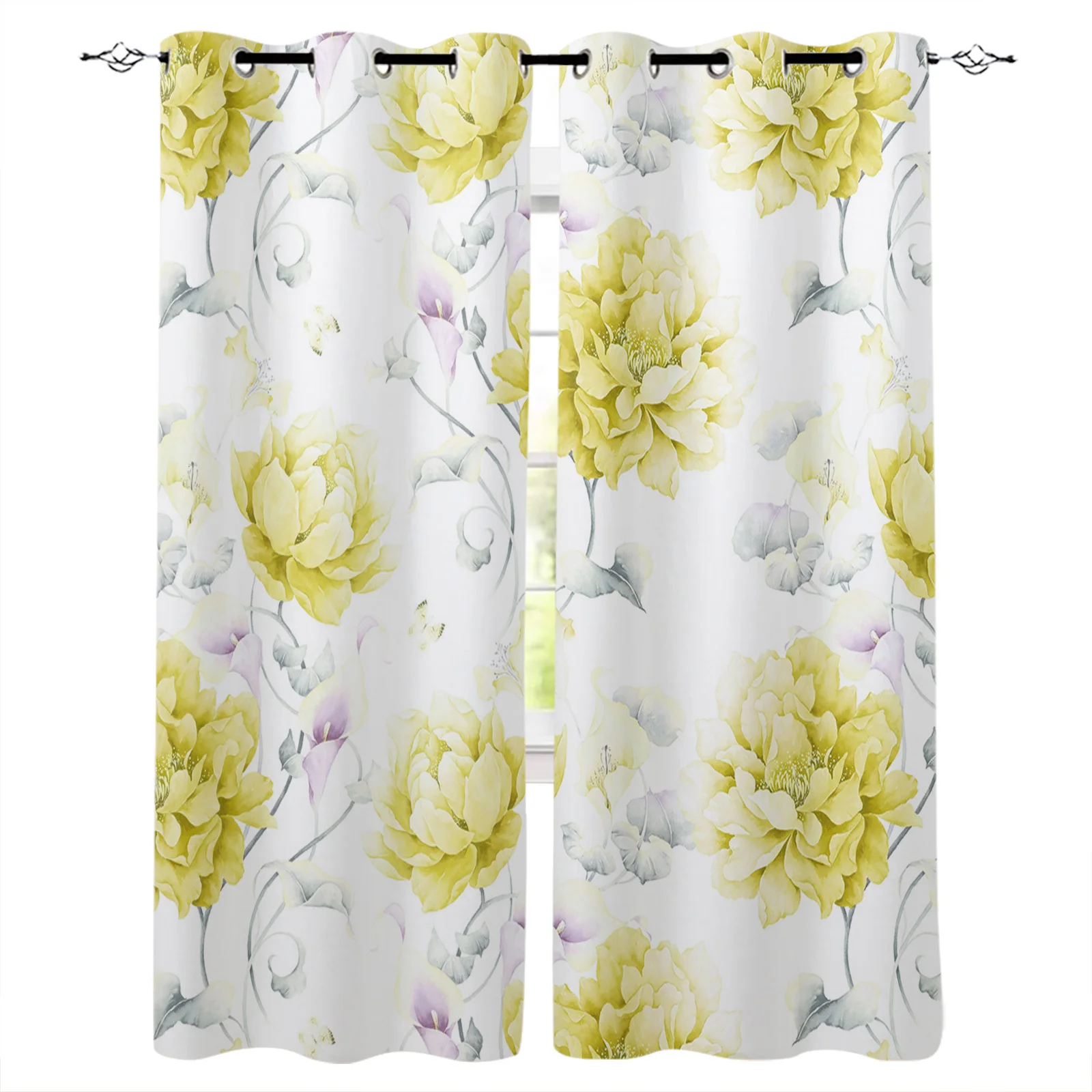 

Желтые акварельные цветочные ретро шторы для спальни шторы для гостиной роскошные европейские