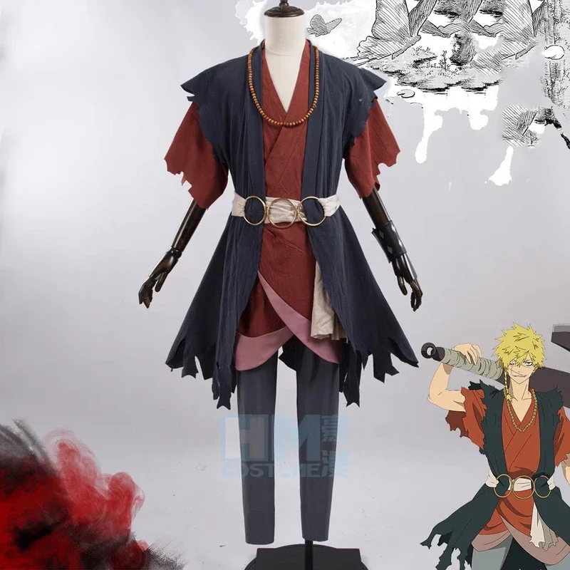 Костюм для косплея аниме Jigokuraku Aza Chobei наклейки с татуировками на ожерелье коричий