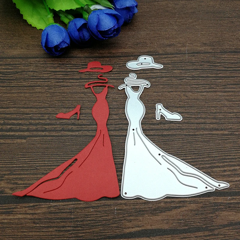 

Lady formal dress hat shoe Metal Cutting Dies Stencil Scrapbooking Photo Album Card Paper Embossing Craft DIY