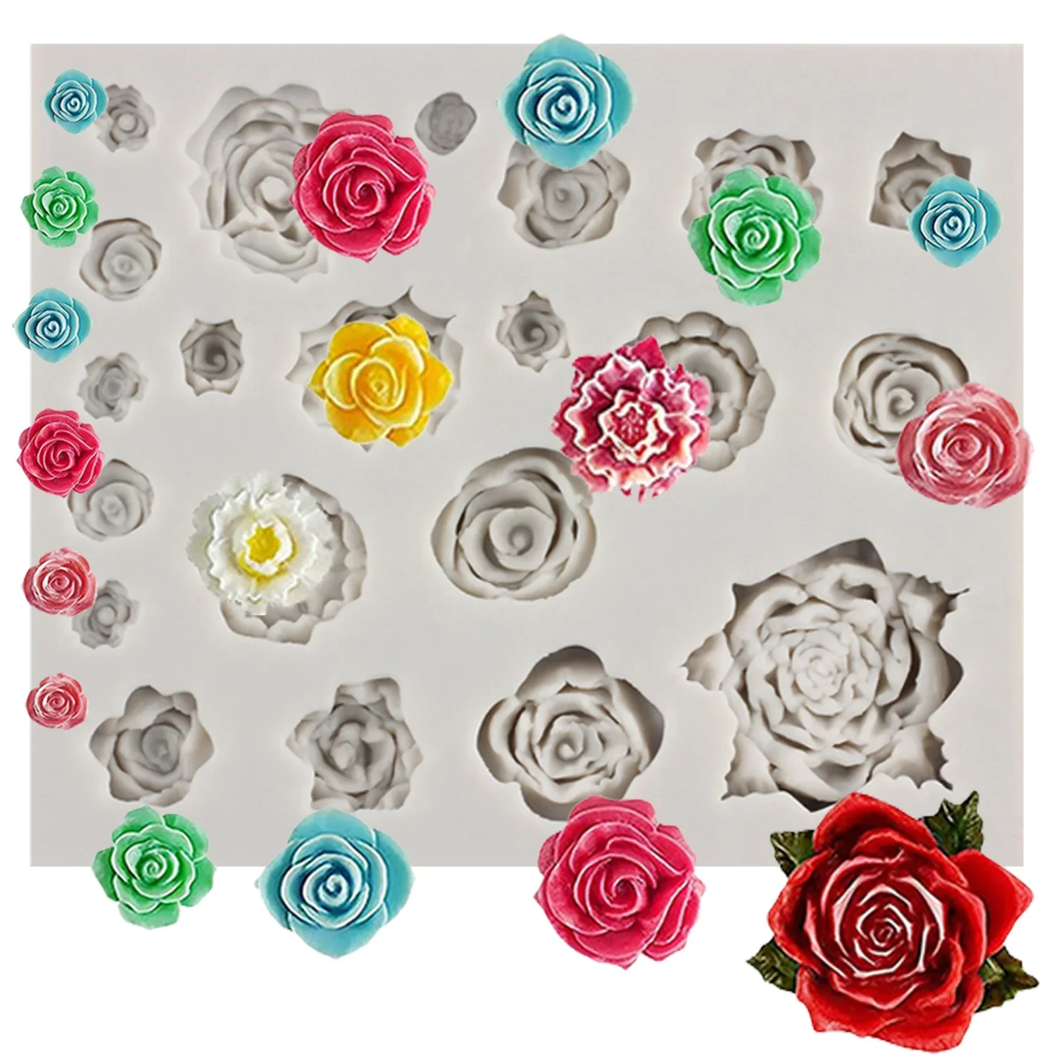 

Roses Flower Fondant Candy Silicone Mold Sugarcraft Cake Decoration Tool Cupcake Topper Polymer Clay Resin Jewelry Casting Molds