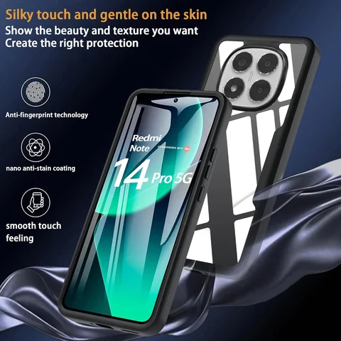 Чехол на 360 градусов для Xiaomi Redmi Note 14 15 Pro Plus Note 13 5G 12 11 10 10S Bult-in Защитная крышка для экрана