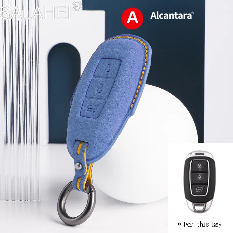 

Alcantara Suede Car Key Case Cover Holder For Hyundai Santa I20 I30 IX35 Encino Kona Solaris Azera Elantra Accent Creta Santafe