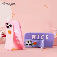 cute phone case for iphone 13 mini pro max cartoon back cover for apple with phone holder strap soft back cover coque funda